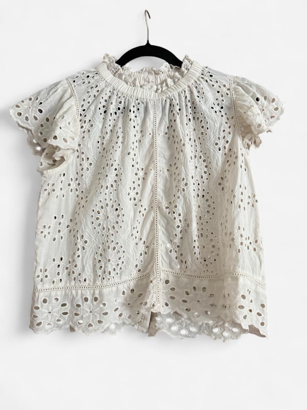 100% Cotton Ivory Eyelet Blouse